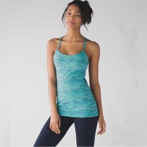 Lululemon Power Y Tank *Luon Space Dye Camo Alberta Lake Fresh Teal